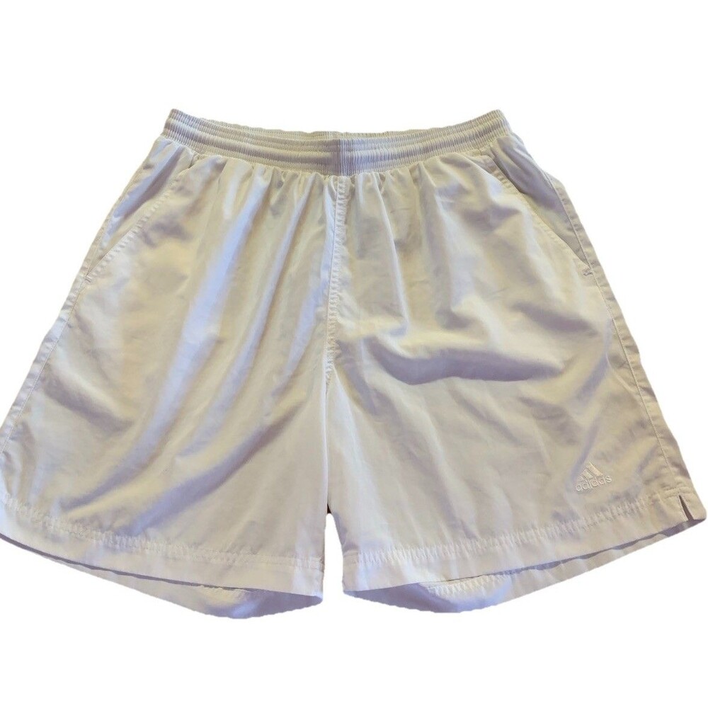 Vintage Y2K Adidas Athletic Nylon Shorts Lightweight Men’s Medium White Unlined